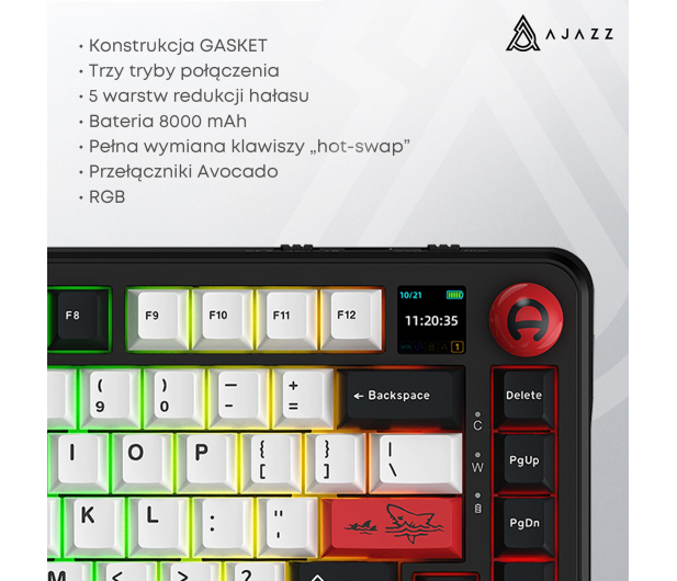 Ajazz AK820 MAX PLUS Avocado Switch Black Gray z ekranem - 1536374 - zdjęcie 7